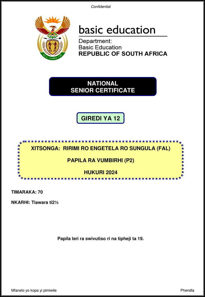 Xitsonga Fal P2 Nov 2024 Gr12