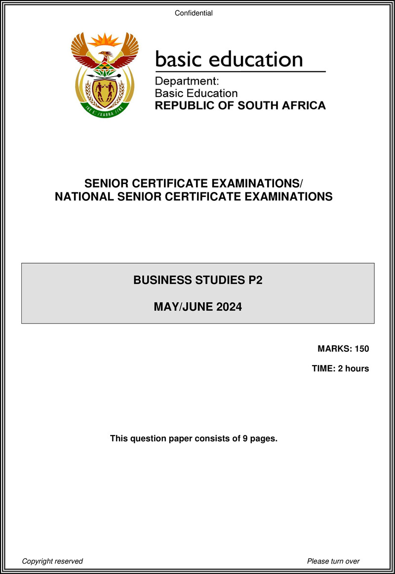 Business Studies P2 May June 2024 Eng Gr12