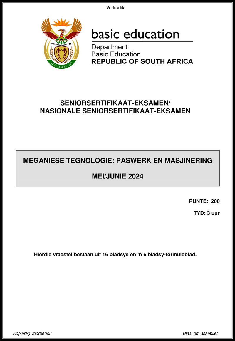 Mechanical Technology May June 2024 Fitting And Machining Afr Gr12