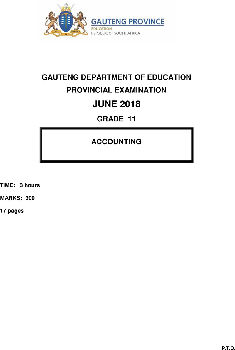 Grade 11 Accounting past paper 2018 – grade 11 provincial exam accounting june 2018 qp