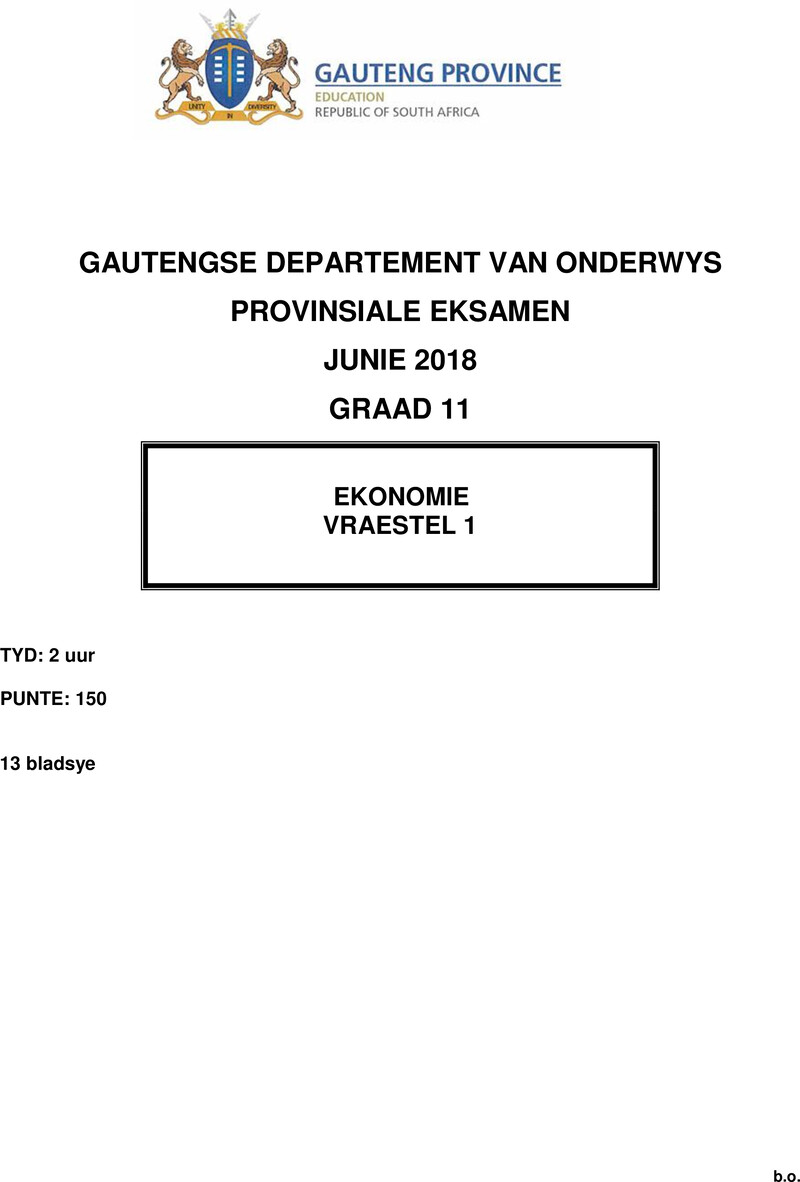 Grade 11 Economics past paper 2018 – grade 11 provincial exam economics p1 afr june 2018 qp