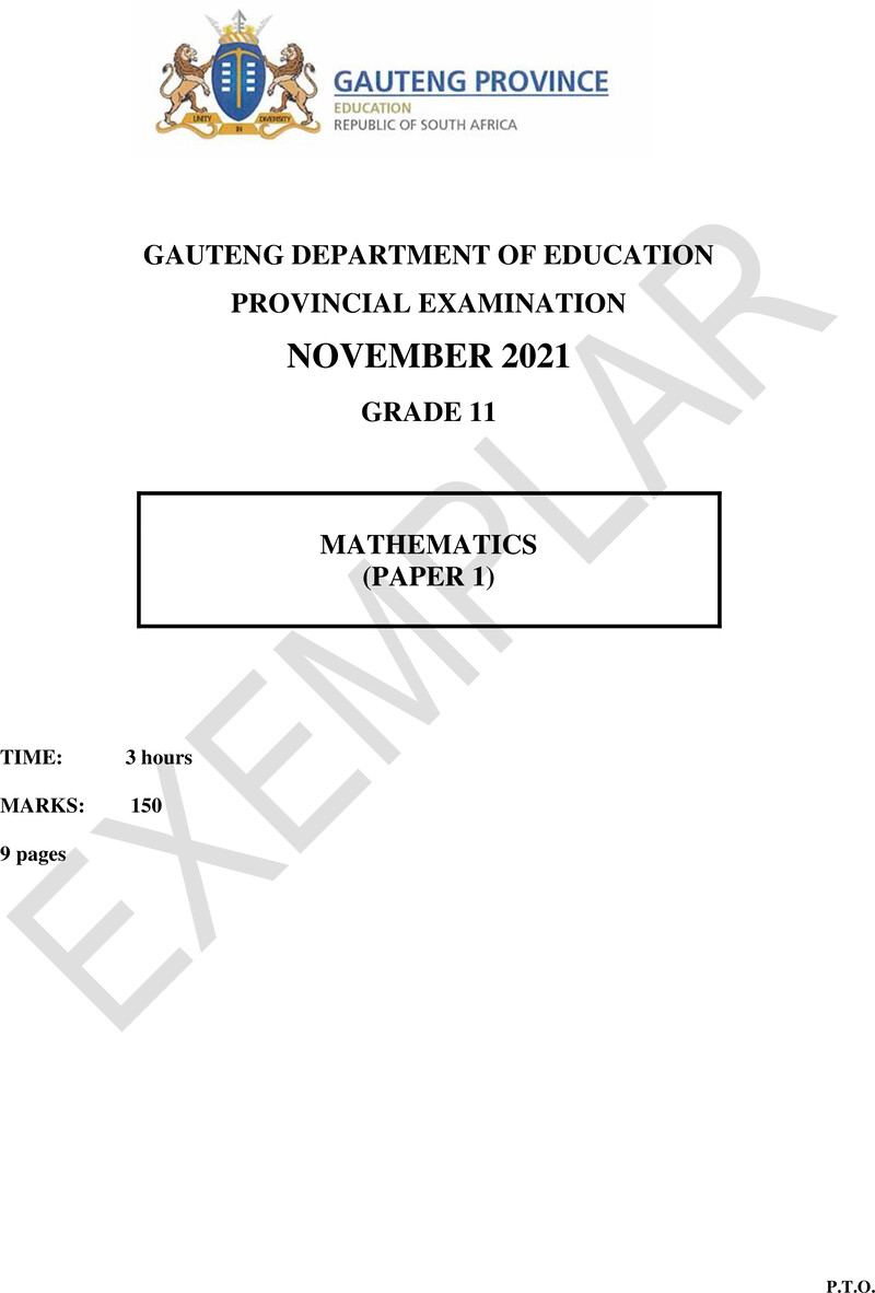 Grade 11 Mathematics past paper 2021 – grade 11 provincial exam mathematics p1 ng november 2021 qp