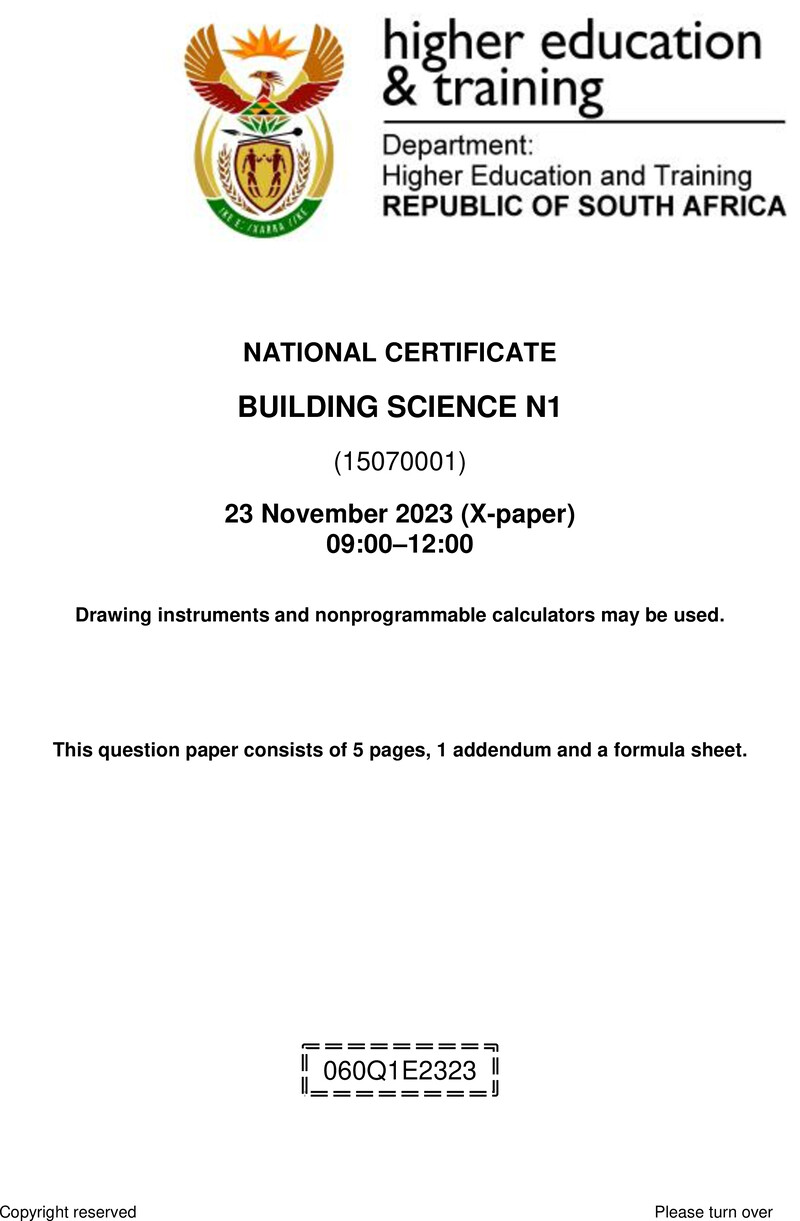 T230 Building Science N1 QP Nov 2023