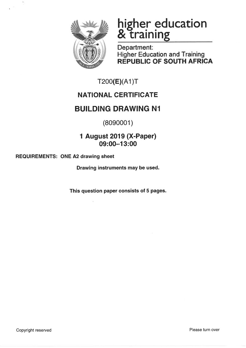 Building Drawing N1 Exam Paper 2 2019