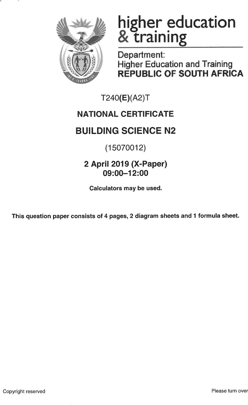 Building Science N2 Exam Paper 1 2019