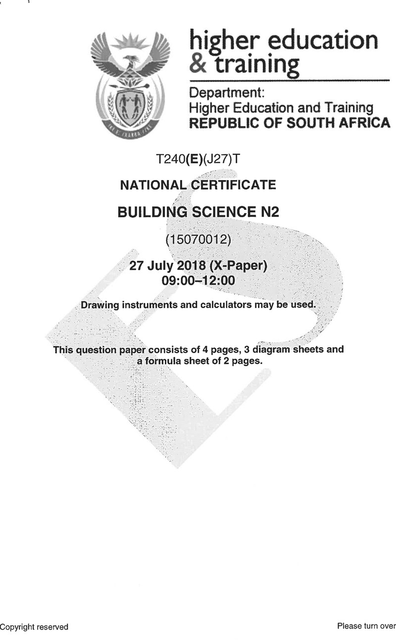 Building Science N2 Exam Paper 2 2018
