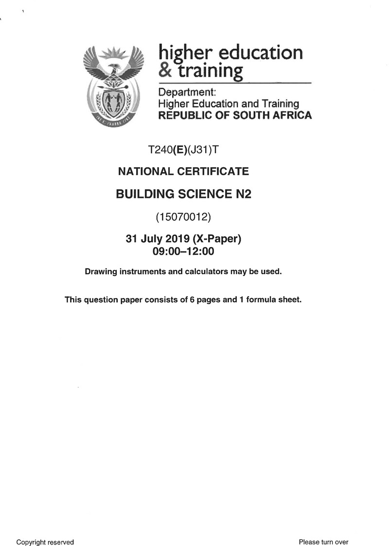 Building Science N2 Exam Paper 2 2019