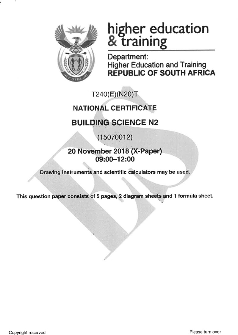 Building Science N2 Exam Paper 3 2018