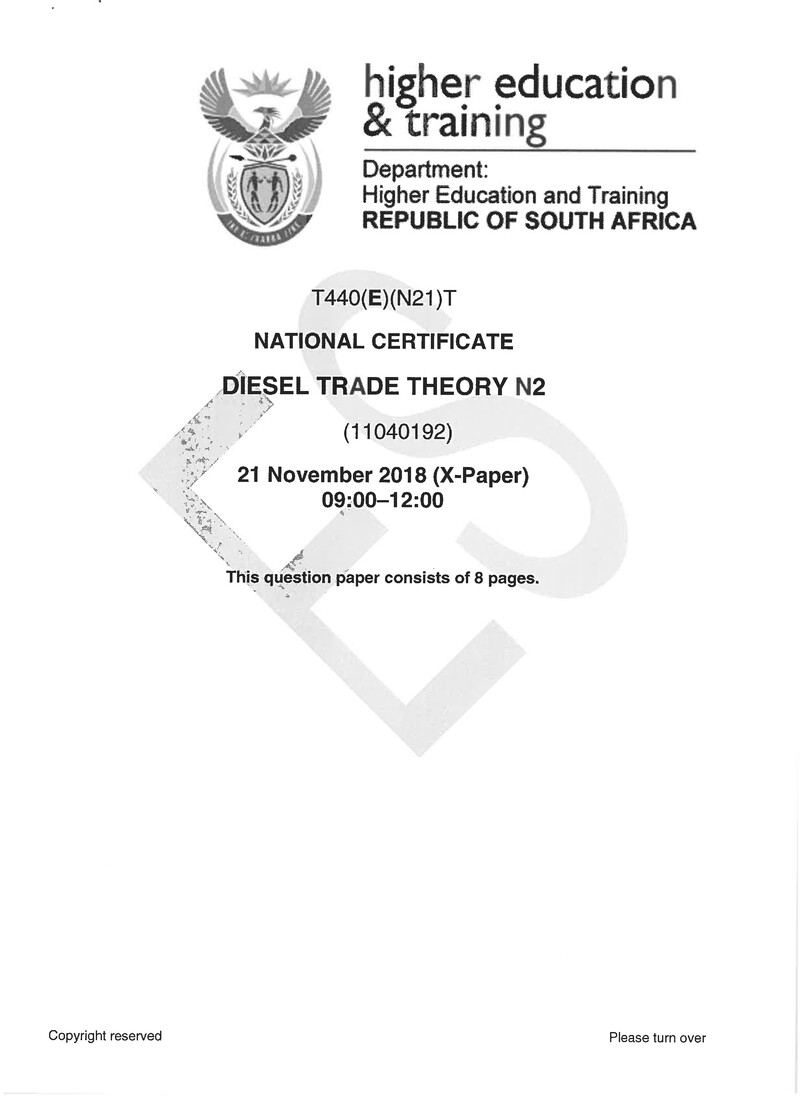Trade Theory N2 Exam Paper 3 2018 preview