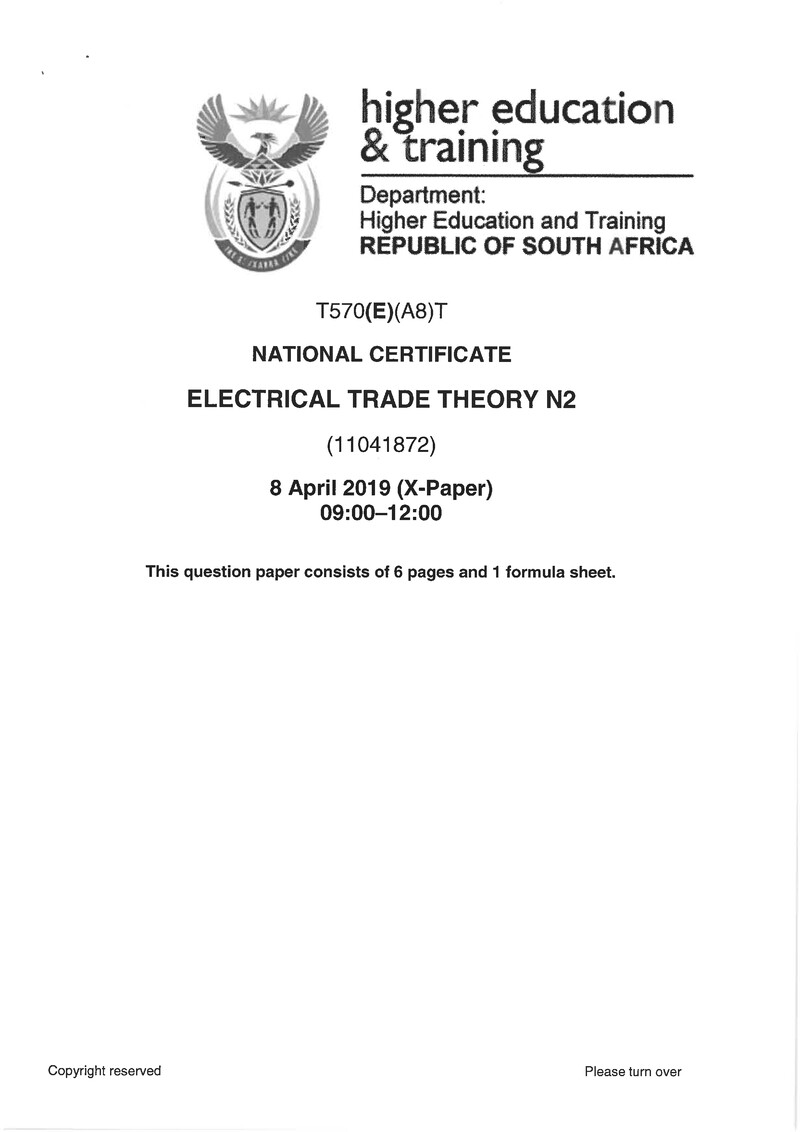 Trade Theory N2 Exam Paper 1 2019 preview