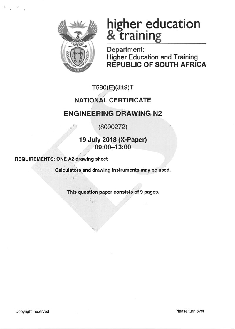 Engineering Drawing N2 Exam Paper 2 2018