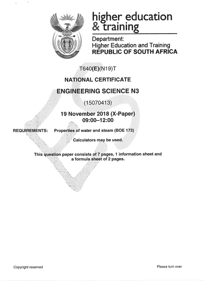 Engineering Science N3 Exam Paper 3 2018