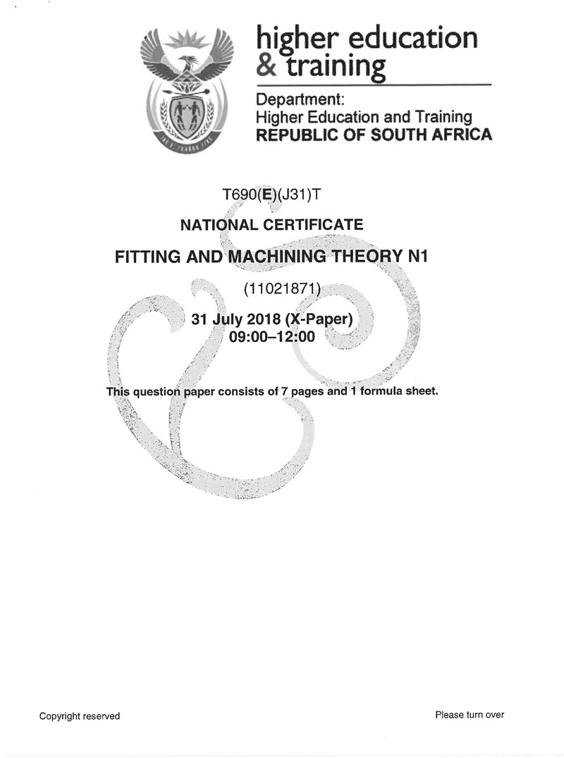 And Machining Theory N1 Exam Paper 2 2018 preview