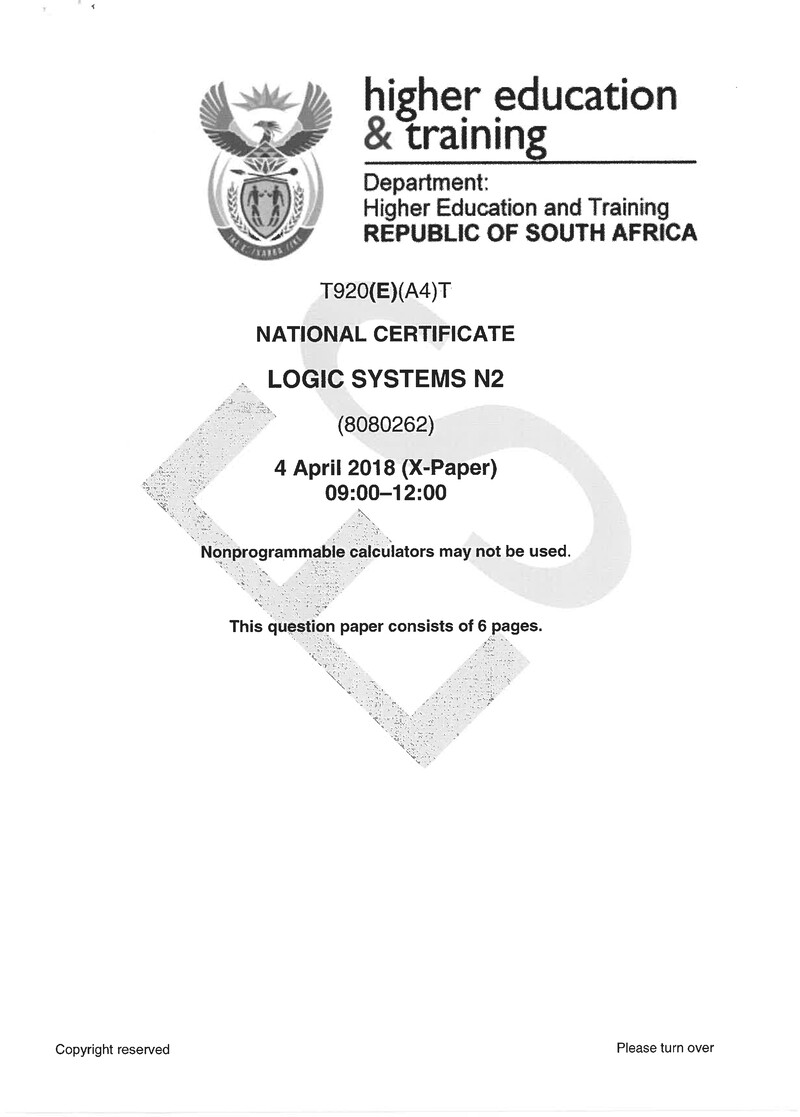 Logic Systems N2 Exam Paper 1 2018