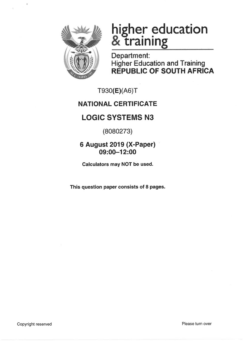 Logic Systems N3 Exam Paper 2 2019
