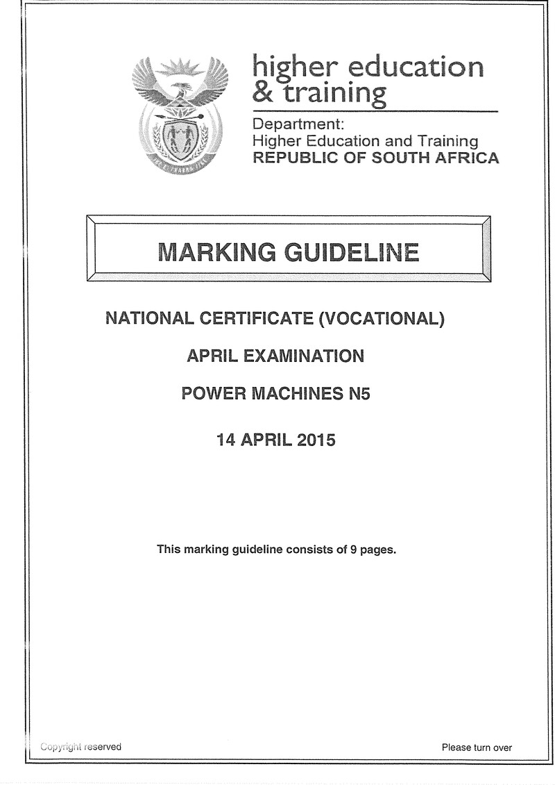 N5 Power Machines April 2015 Marking Guideline