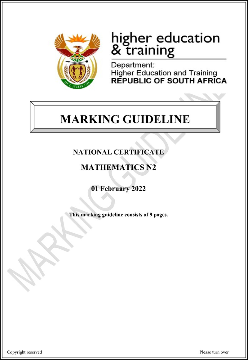 T1000 Mathematics N2 MEMO April 2022 Sign Off preview