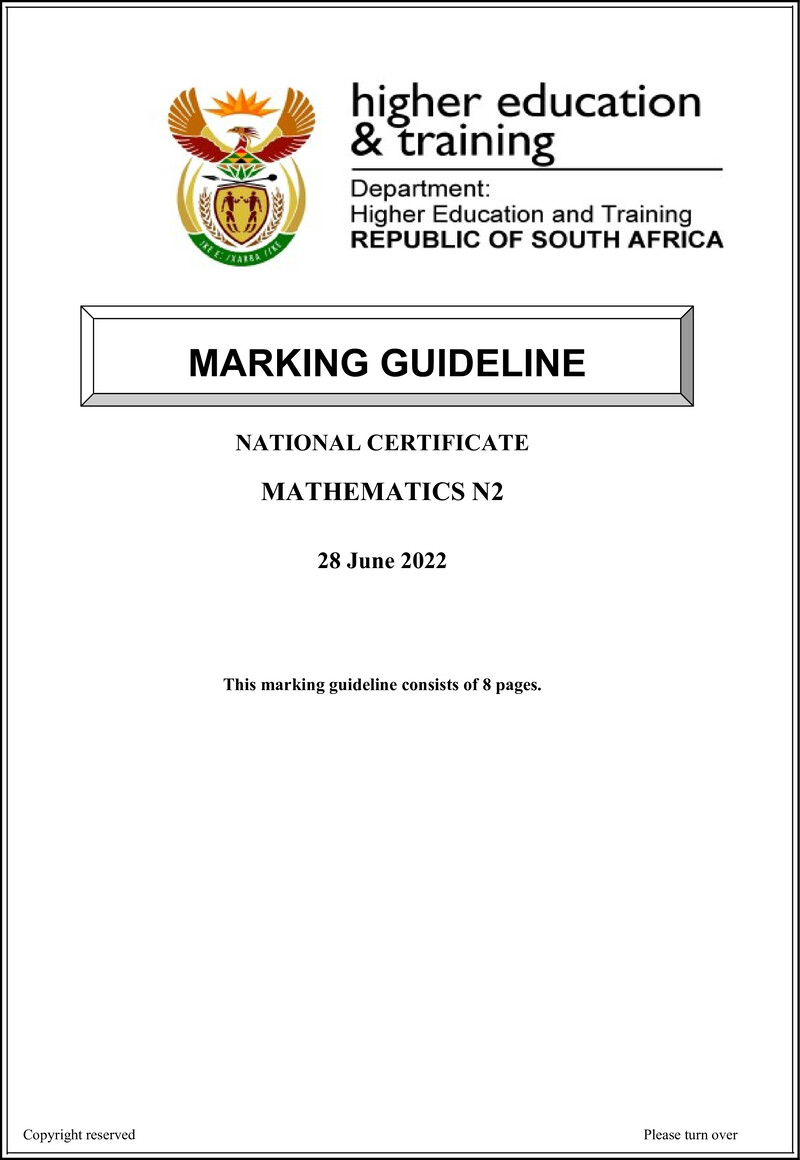 T1000 Mathematics N2 MEMO Aug 2022 Sign Off preview