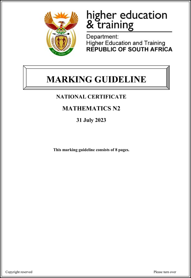 T1000 Mathematics N2 MEMO Aug 2023 Sign Off preview