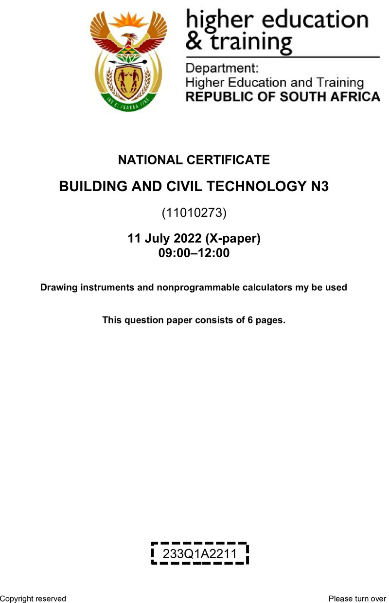 T120 Building And Civil Technology N3 QP Aug 2022 Signed Off