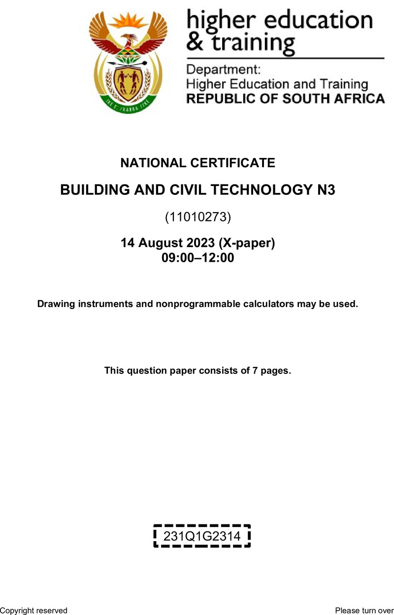T120 Building And Civil Technology N3 QP Aug 2023 Sign Off