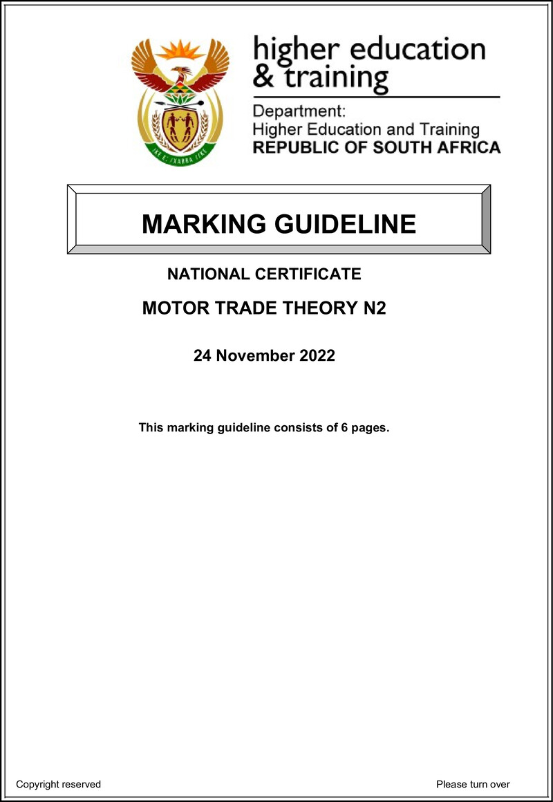 T1230 Motor Trade Theory N2 Nov Mg Sign Off