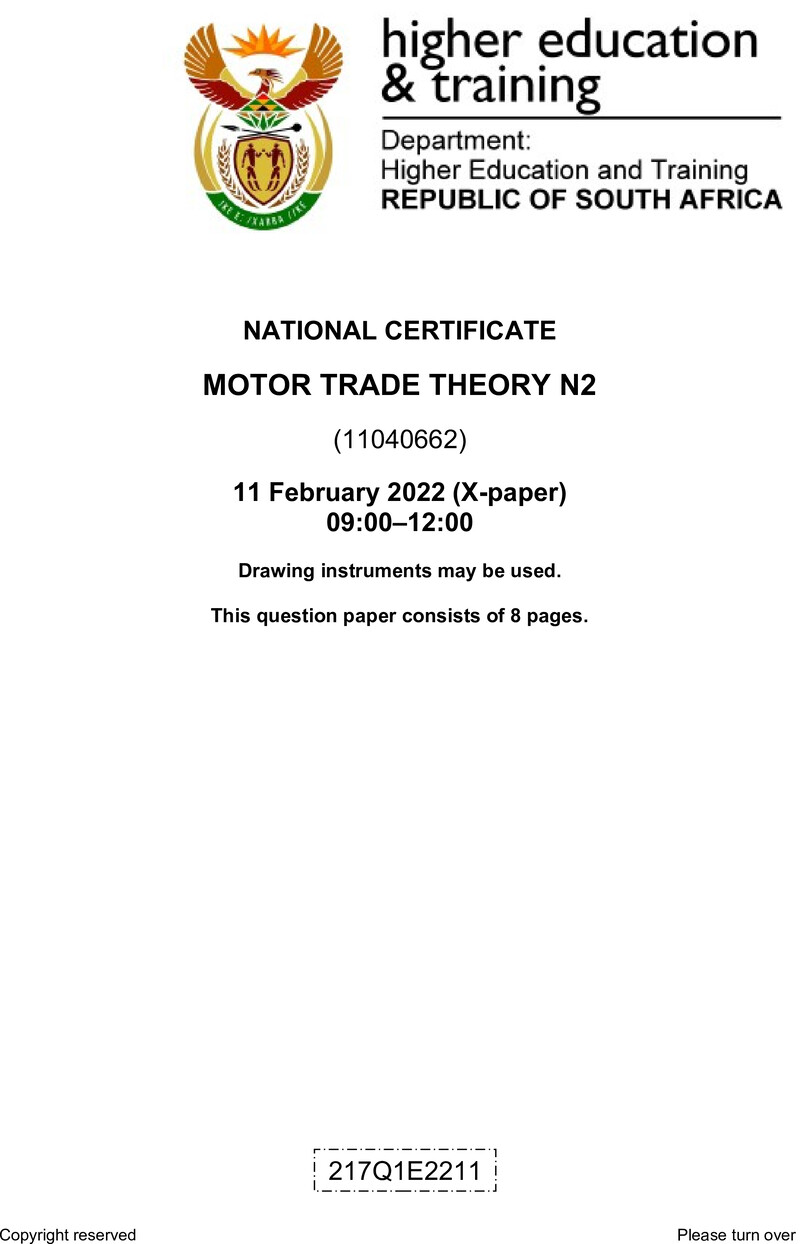 T1230 Motor Trade Theory N2 QP April 2022 Sign Off preview