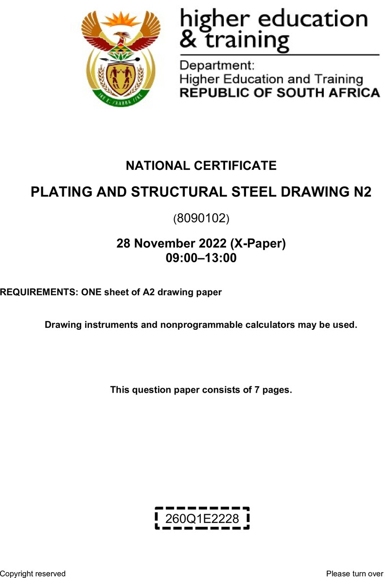 T1340 Plating And Structural Steel Drawing N2 Nov 22 QP Sign Off