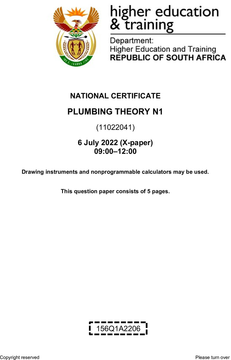 T1370 Plumbing Theory N1 QP Aug 2022