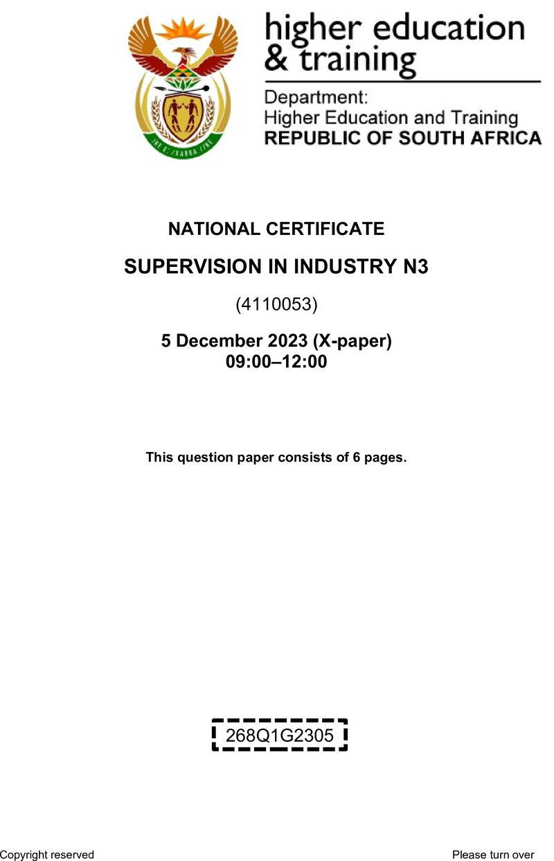 T1680 Supervision In Industry N3 QP Nov 2023 Signed Off