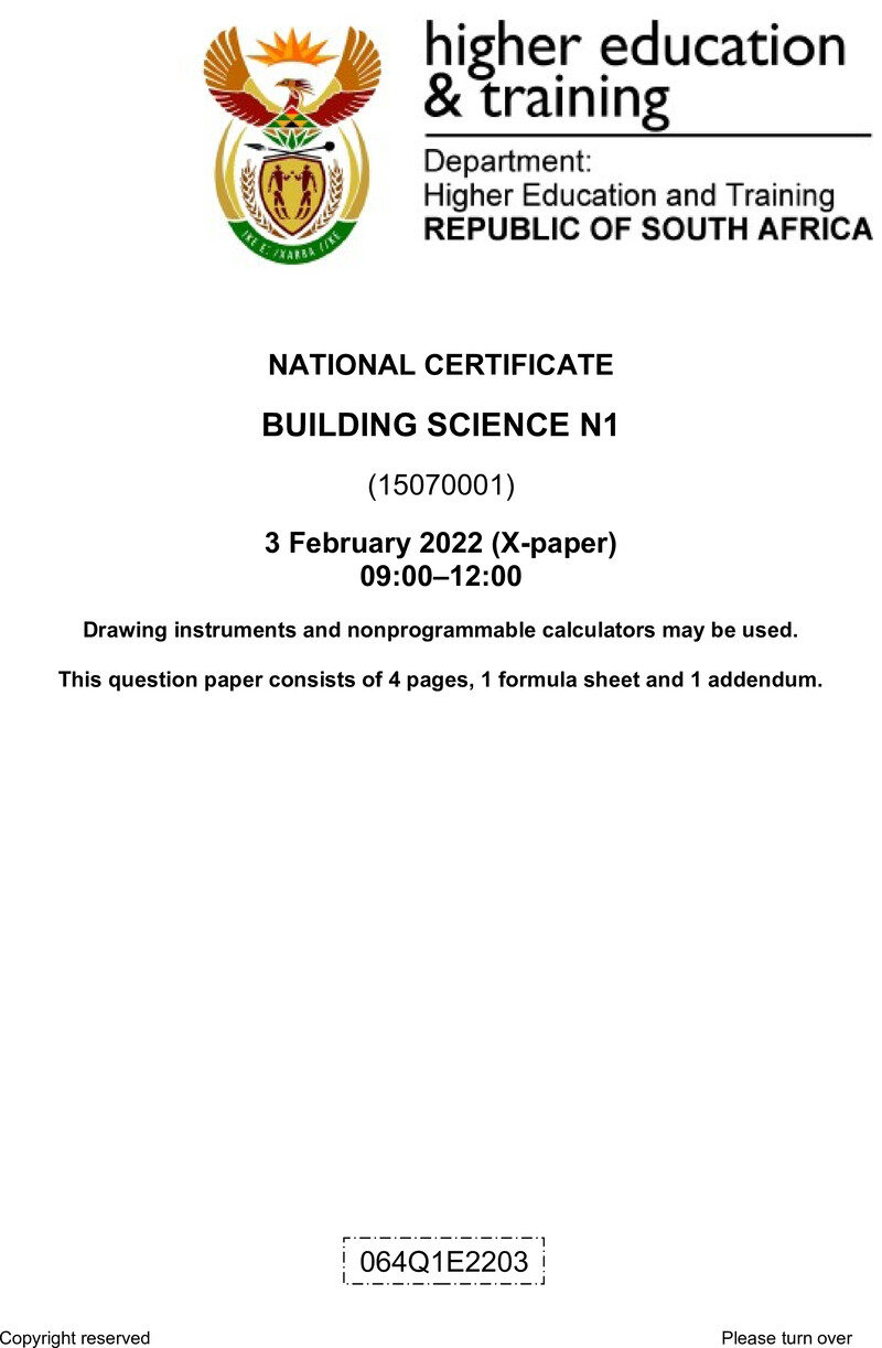 T230 Building Science N1 QP April 2022