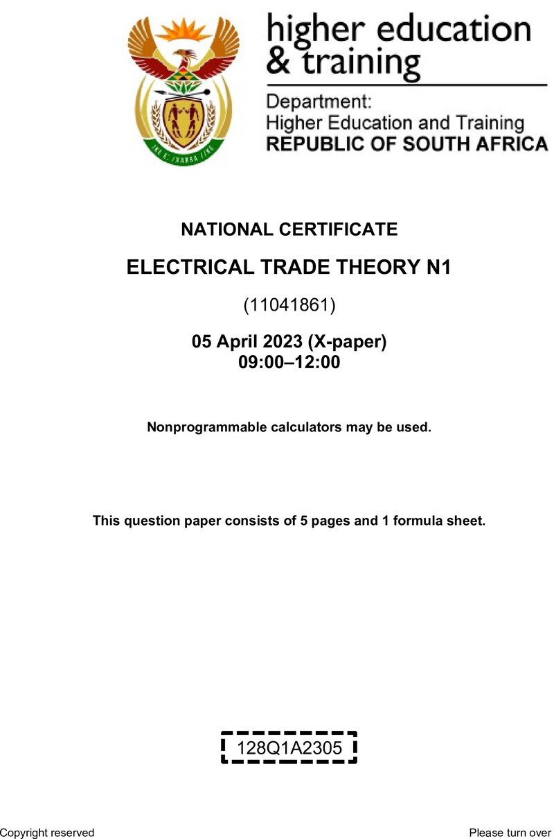 T500 Electrical Trade Theory N1 QP April 2023