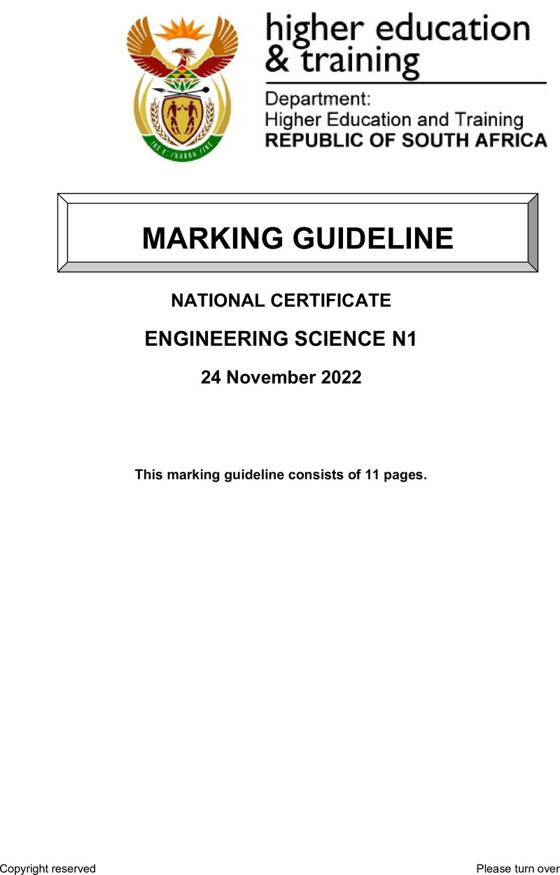 T620 Engineering Science N1 Memo Nov 2022