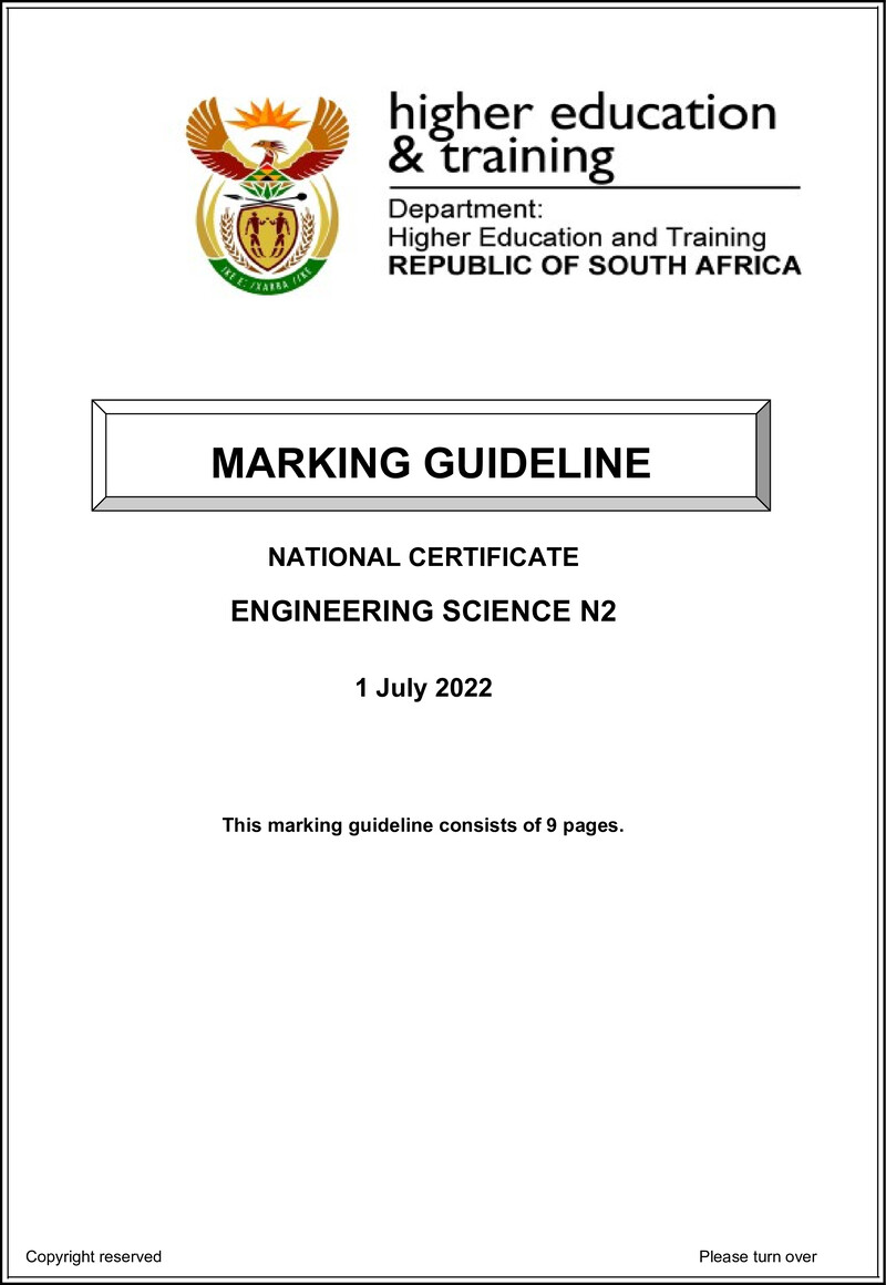 T630 Engineering Science N2 Aug 22 Mg Sign Off