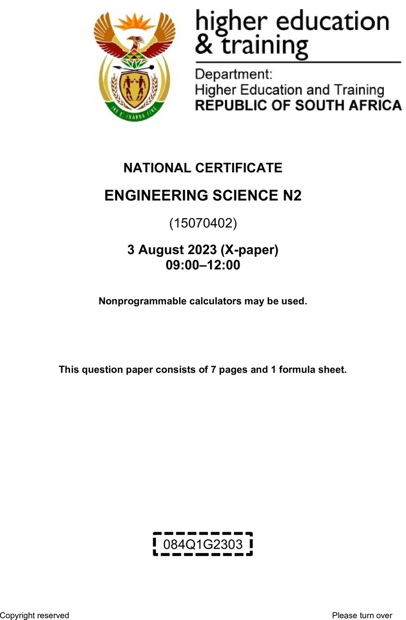 T630 Engineering Science N2 Aug 2023 QP Sign Off