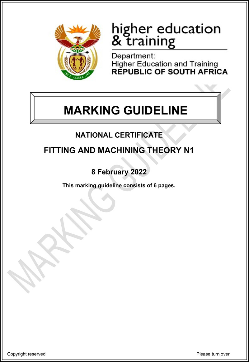 T690 Fitting And Machining Theory N1 Memo April 2022