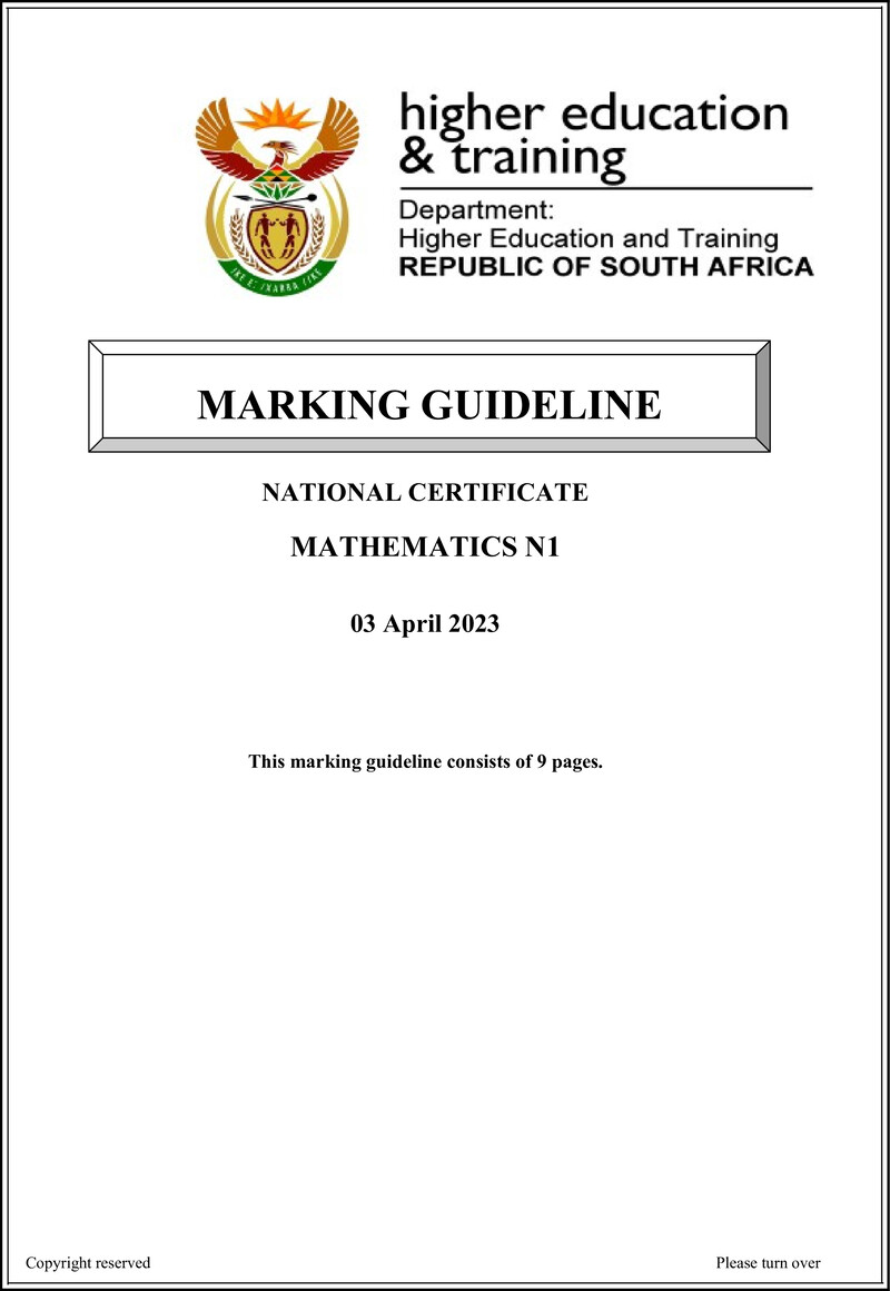 T990 Mathematics N1 Memo April 2023