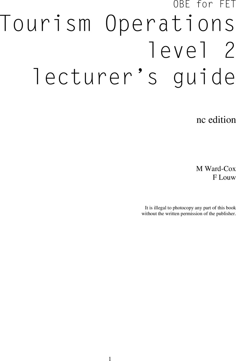 Tourism Operations L2 Lg cover