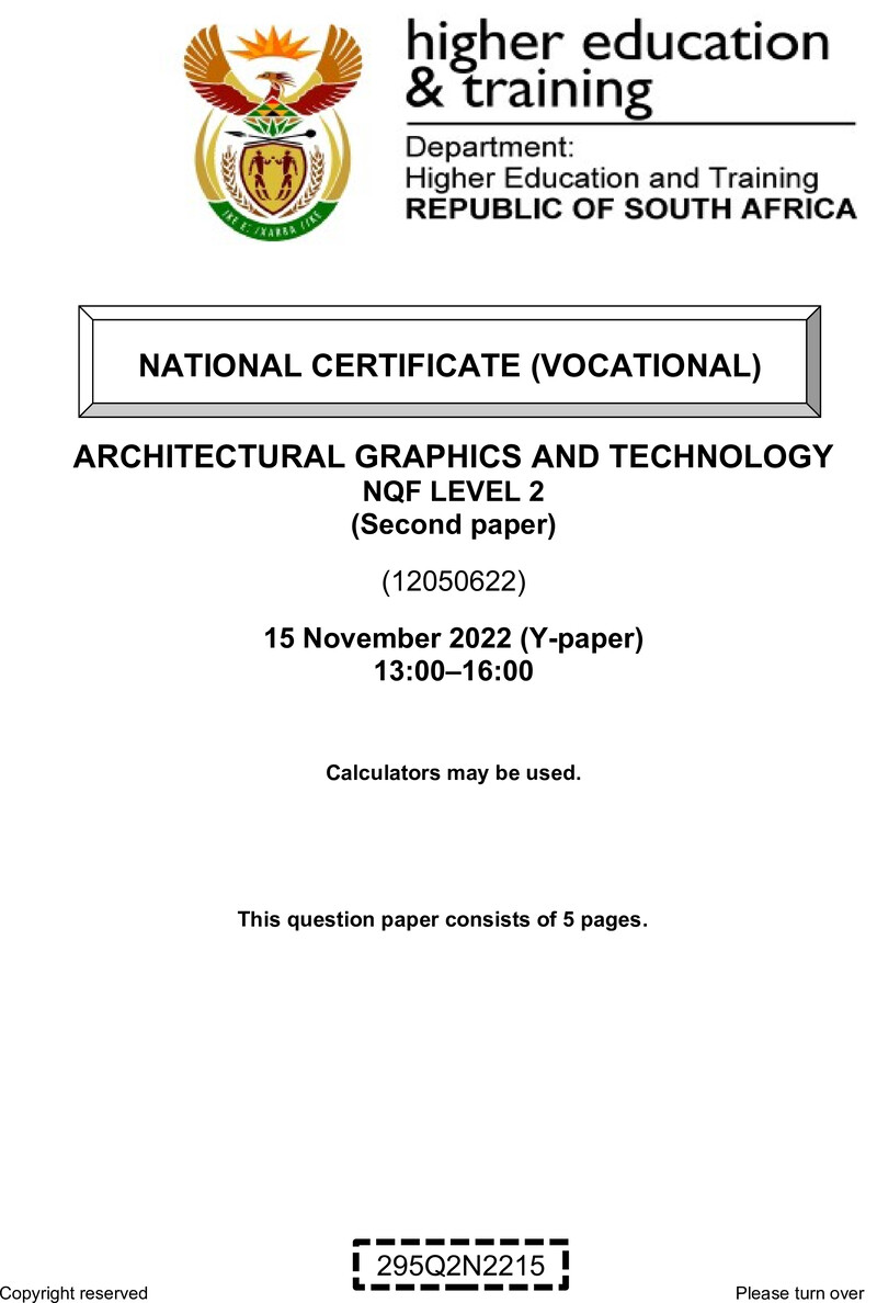 Nc24 Architectural Graphics And Technology L2 P2 QP Nov 2022 Pretorius