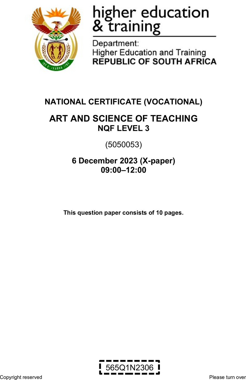Art And Science Of Teaching L3 QP Nov 2023 preview