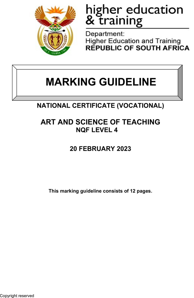 Nc310 Art And Science Of Teaching L4 Memo Feb 2023 Signed Off
