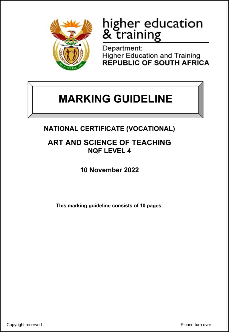 Nc310 Art And Science Of Teaching L4 Memo Nov 2022 Signed Off