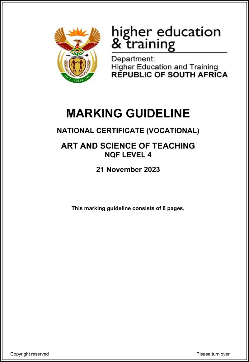 Nc310 Art And Science Of Teaching L4 Nov Memo 2023 Signed Off