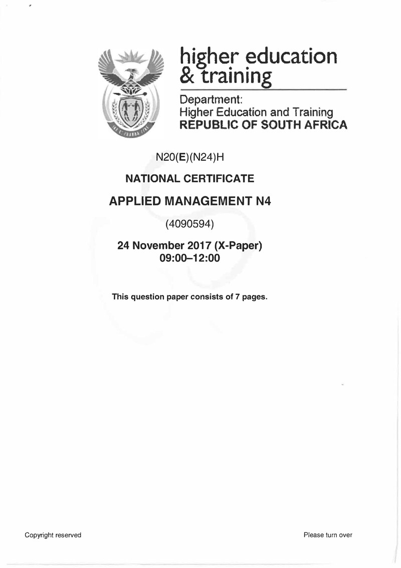 Applied Management N4 November 2017 QP