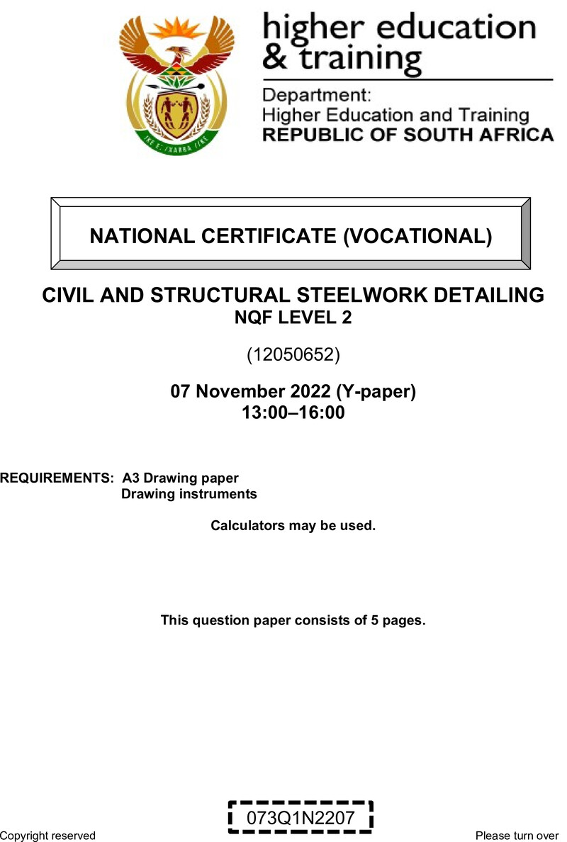 Civil And Structural Steelwork Detailing L2 QP Nov 2022 002 Pretorius preview