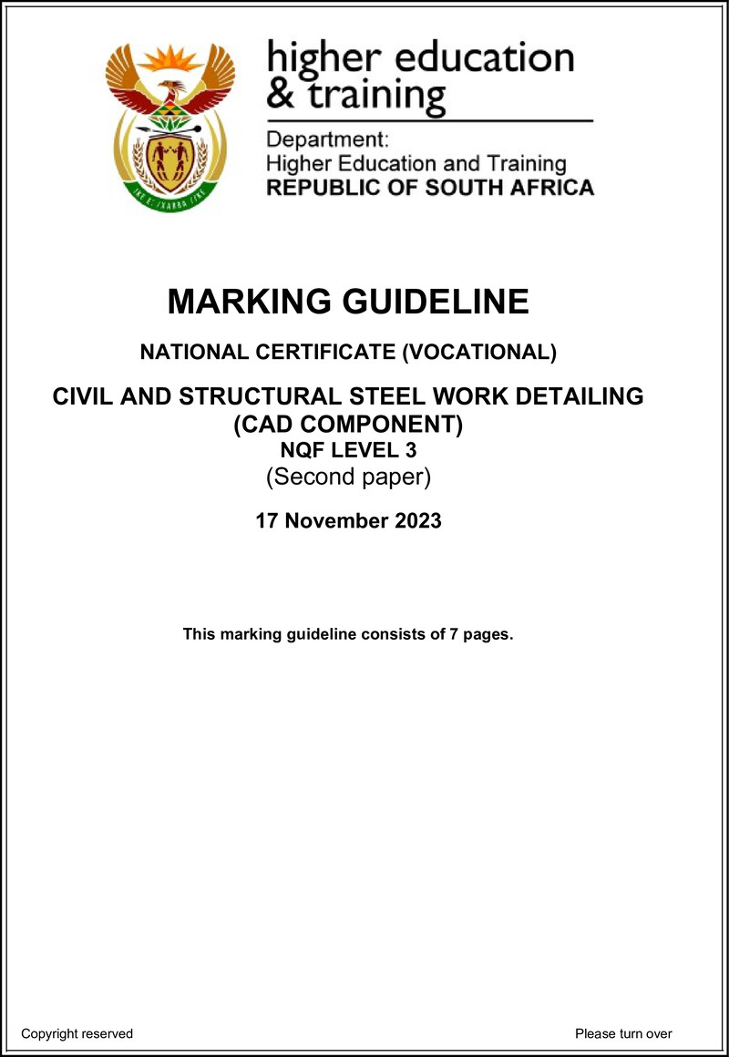 Nc430 Civil And Structuctural Steelwork Detailing L3 P2 Memo Nov 2023 De Jager T