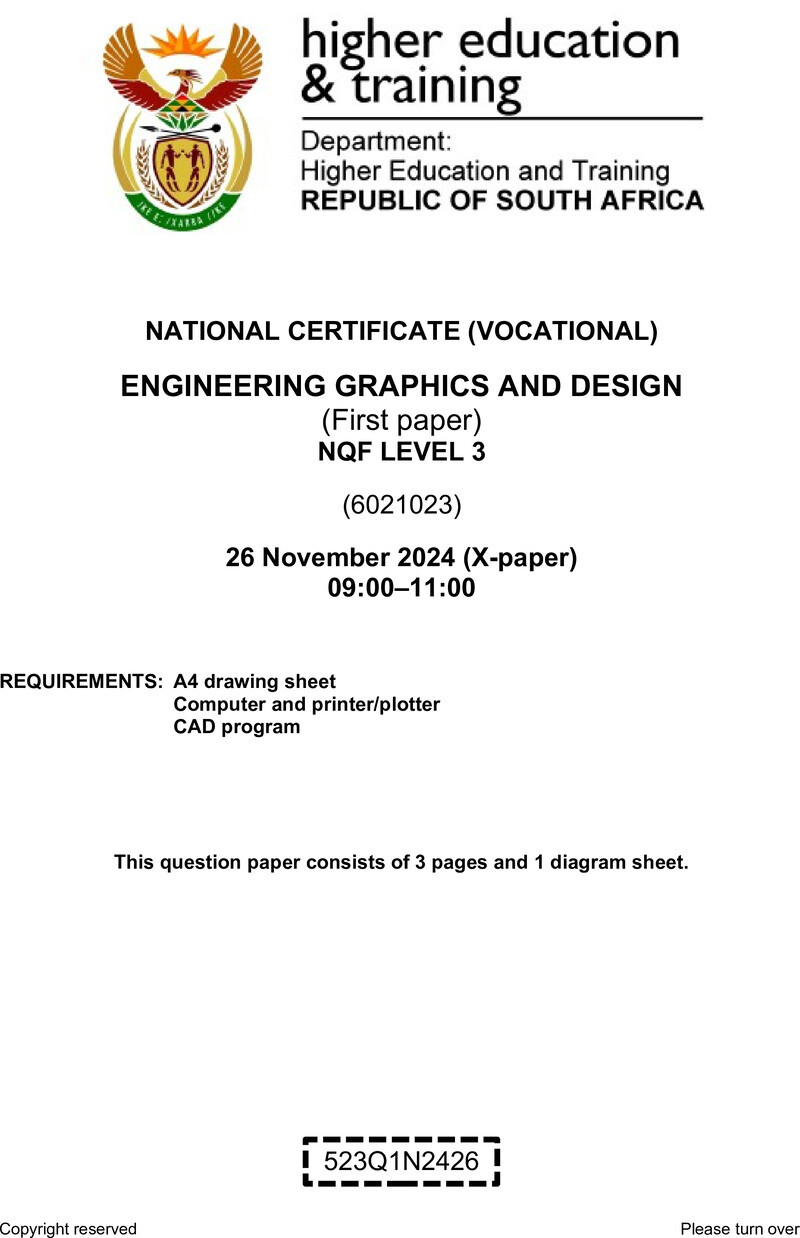 Nc1150 Engineering Graphics And Design L3 P1 QP Nov 2024