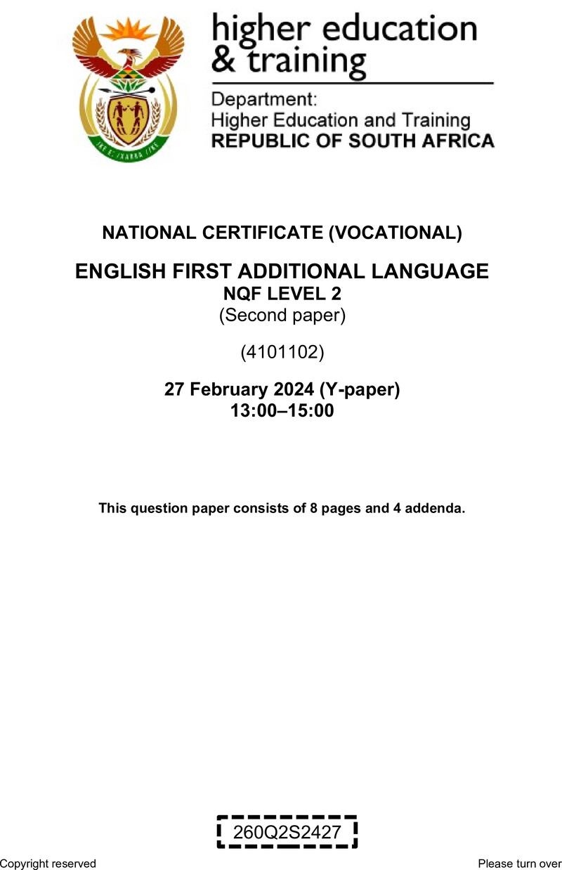Nc1180 English First Additional Language L2 P2 QP Supp 2024
