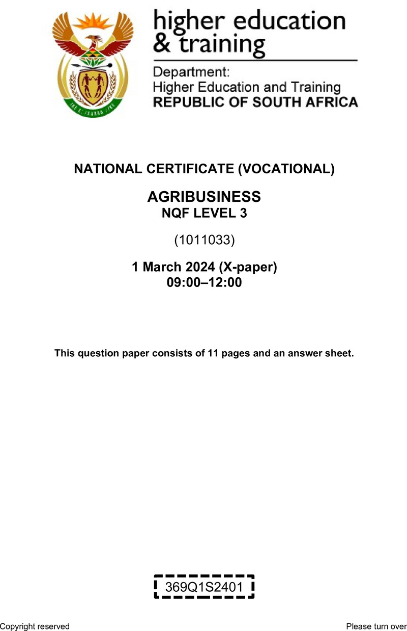 Nc120 Agribusiness L3 Supp QP 2024