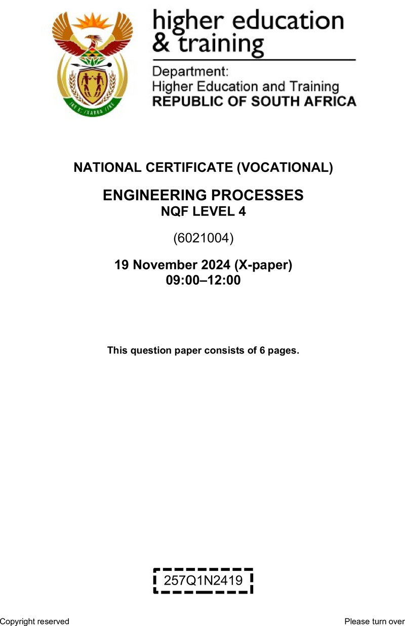 Nc1210 Engineering Processes L4 QP Nov 2024